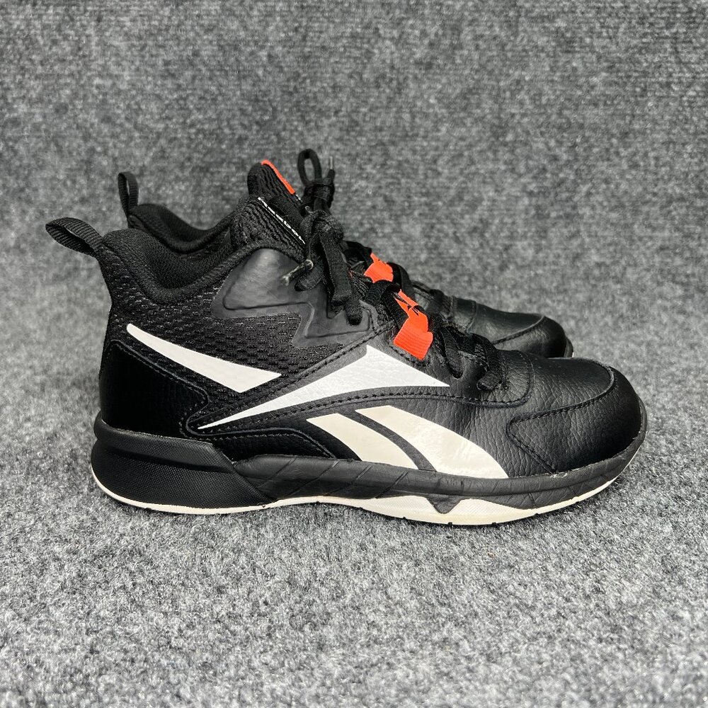 Reebok More Buckets Basketball Shoes‎ Boy's 1.5 Black Leather Athletic Sneakers